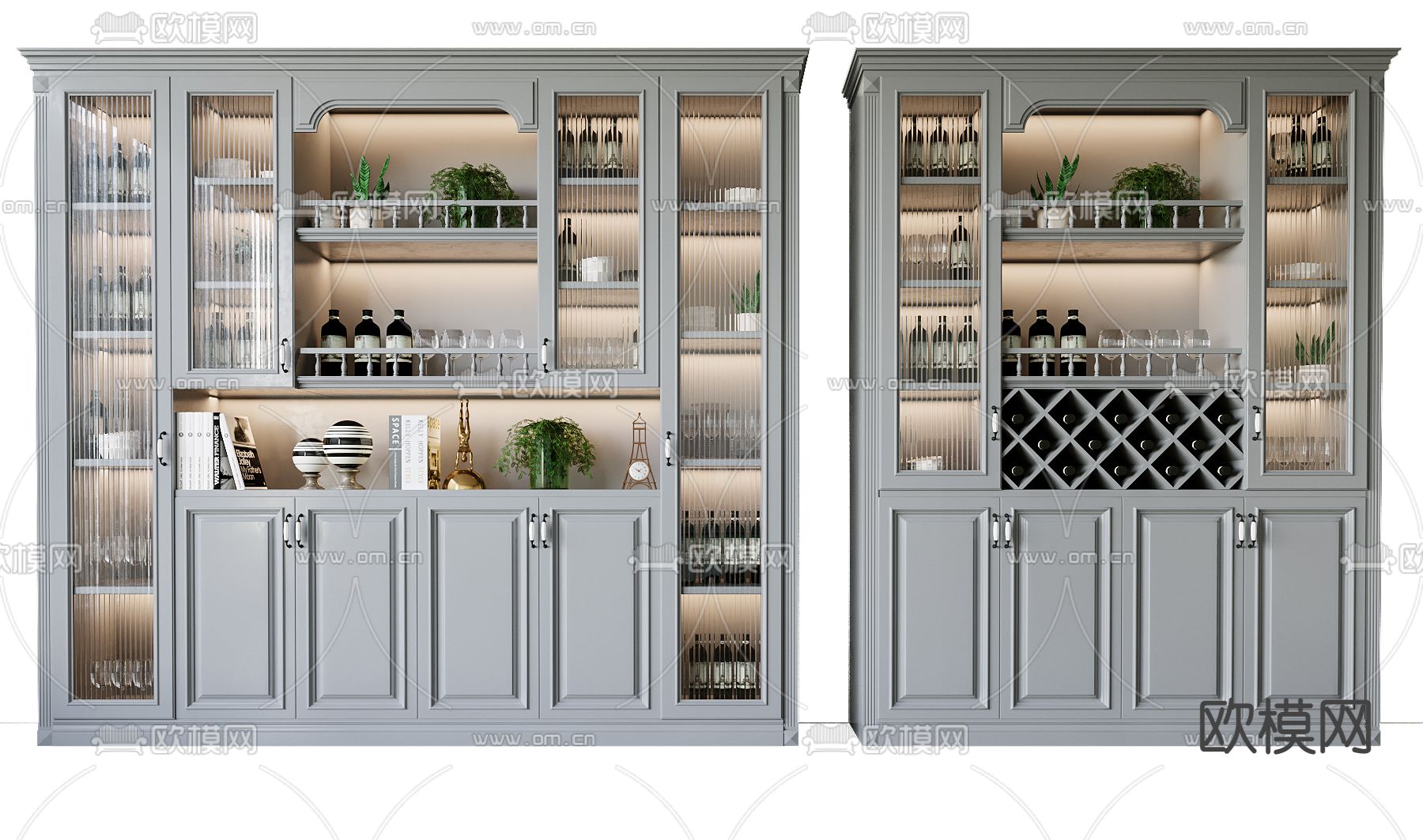 美式酒柜su模型下载（渲染图1）