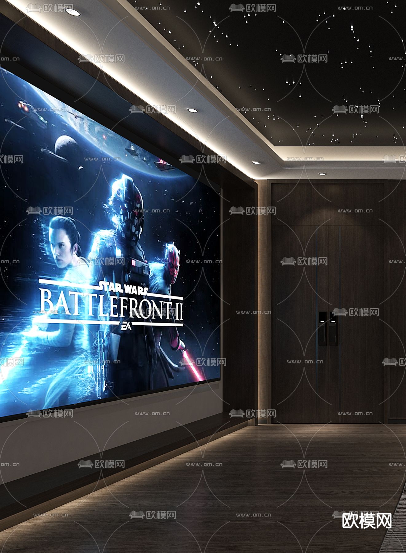 现代影音室免费3d模型下载（渲染图3）