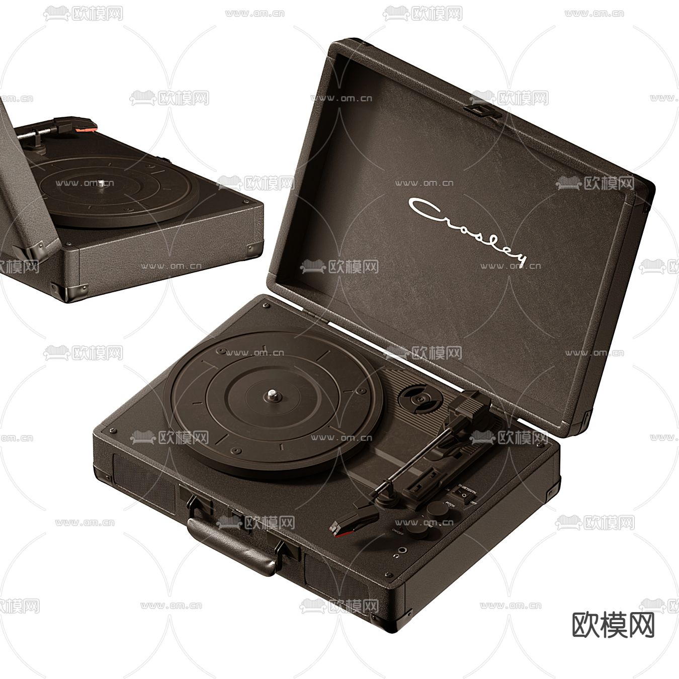 现代复古唱片机3d模型下载（渲染图2）