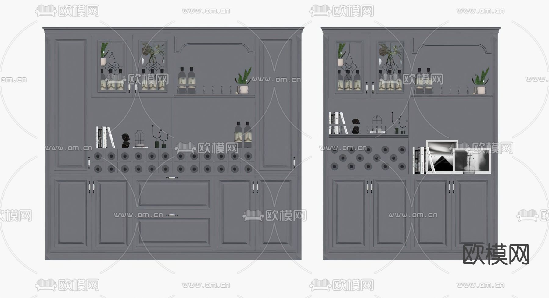 美式酒柜su模型下载（渲染图2）