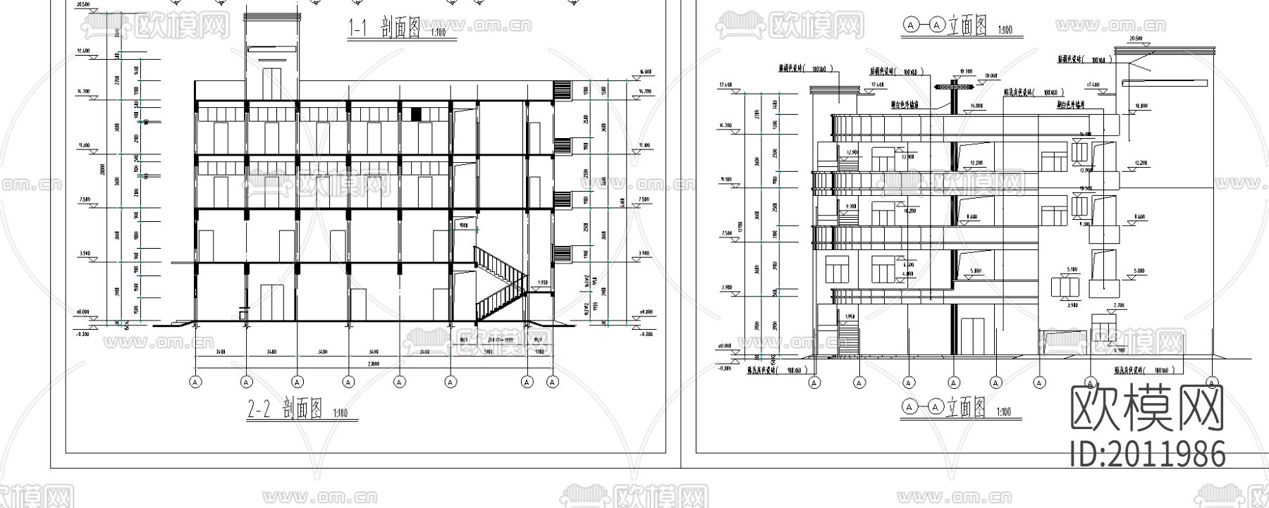 卫院建筑cad施工图下载（渲染图1）