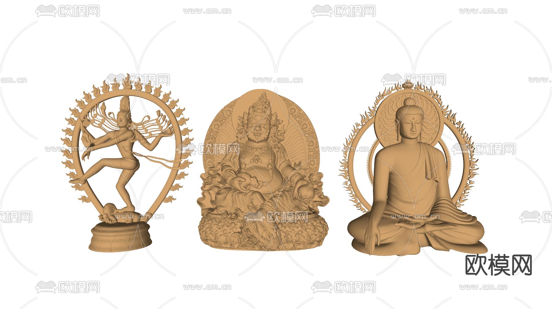 中式佛像雕塑摆件su模型下载