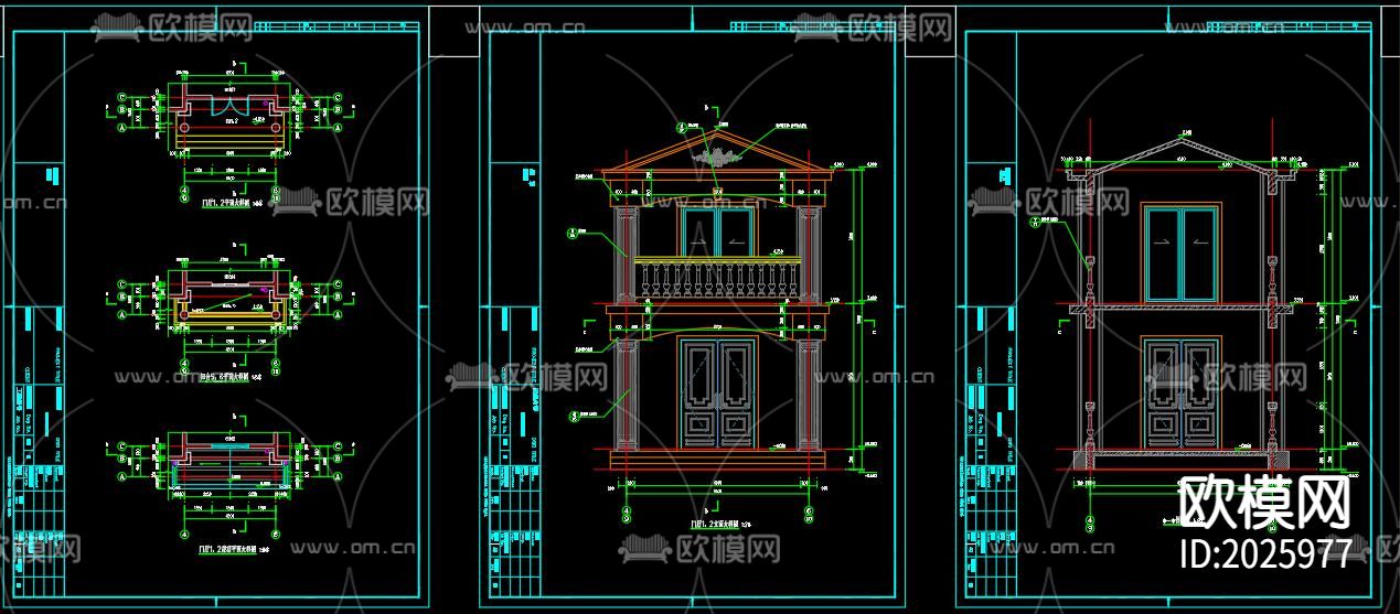 别墅建筑cad施工图下载（渲染图2）