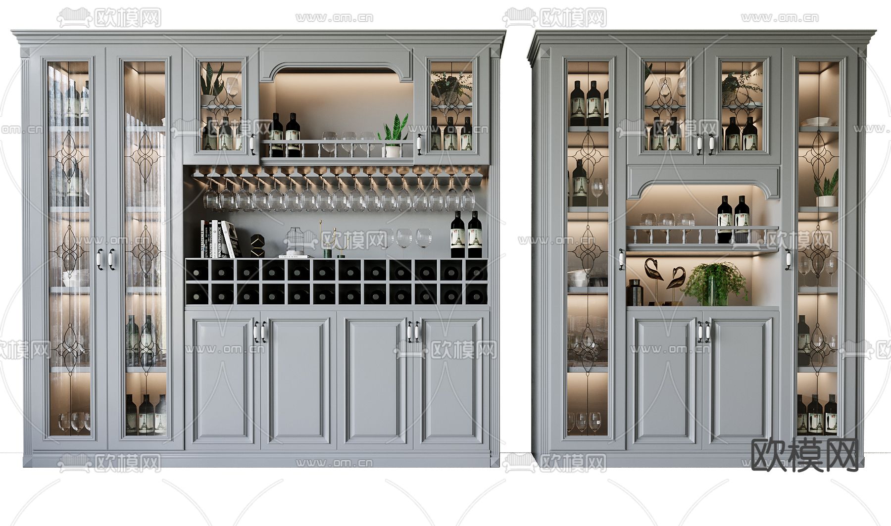 美式酒柜su模型下载（渲染图1）