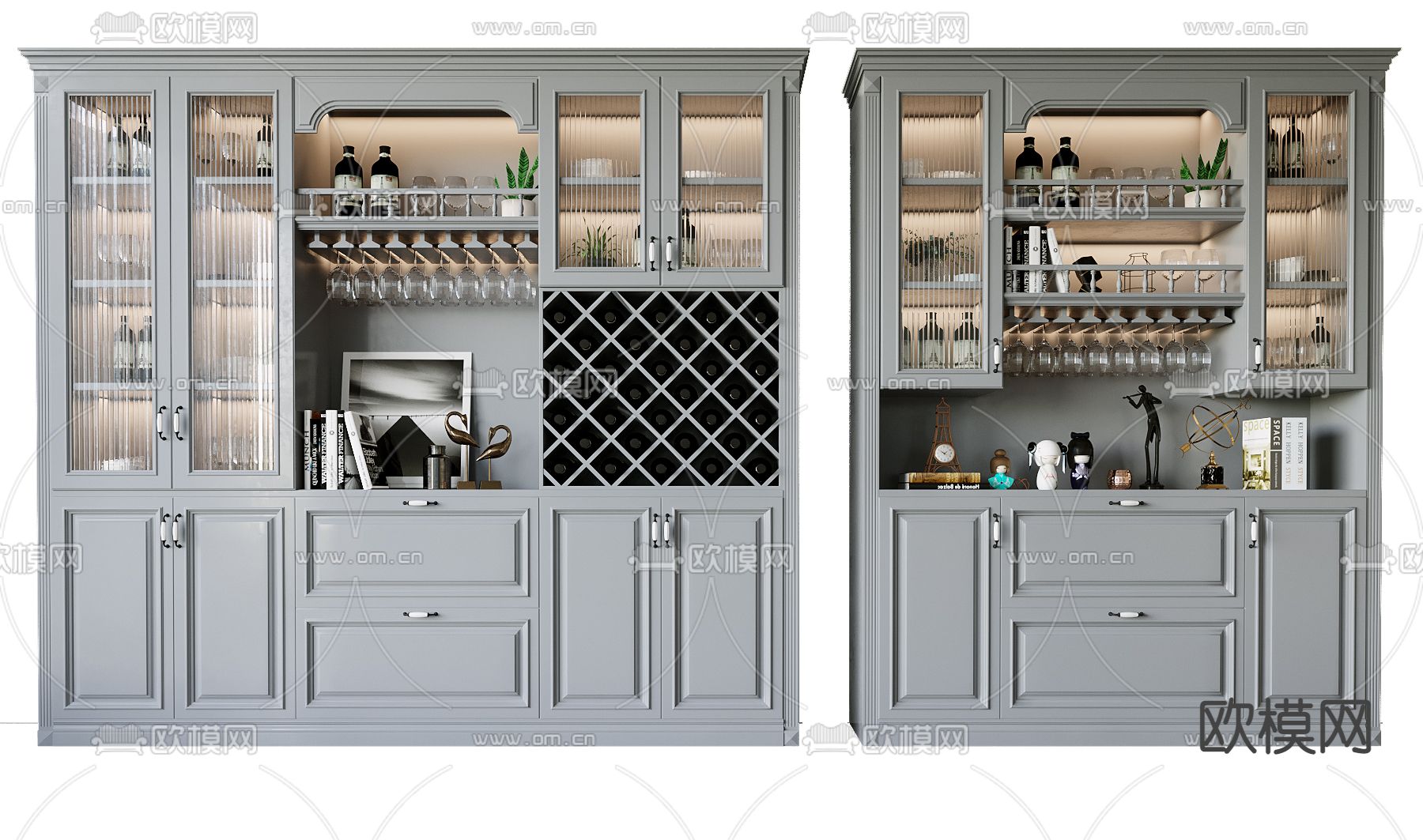 美式酒柜su模型下载（渲染图1）