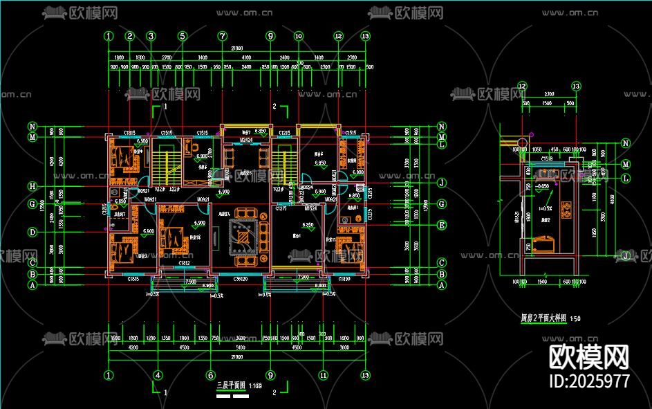别墅建筑cad施工图下载（渲染图5）