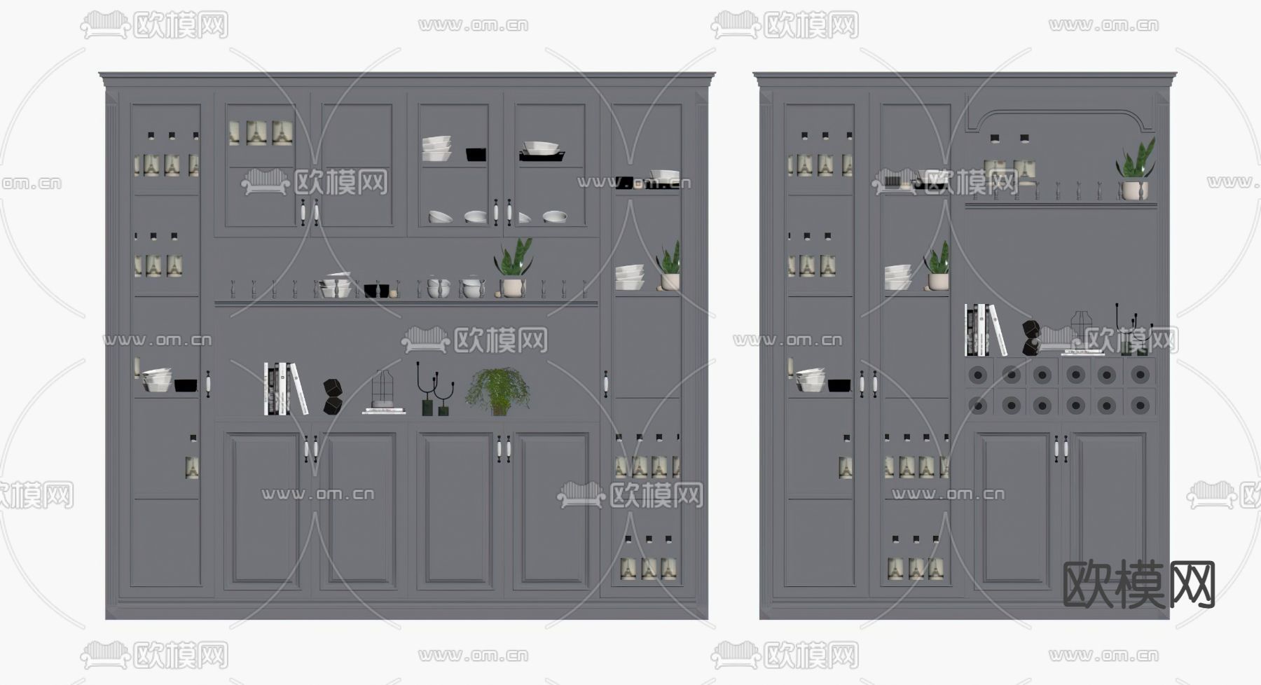美式酒柜su模型下载（渲染图2）