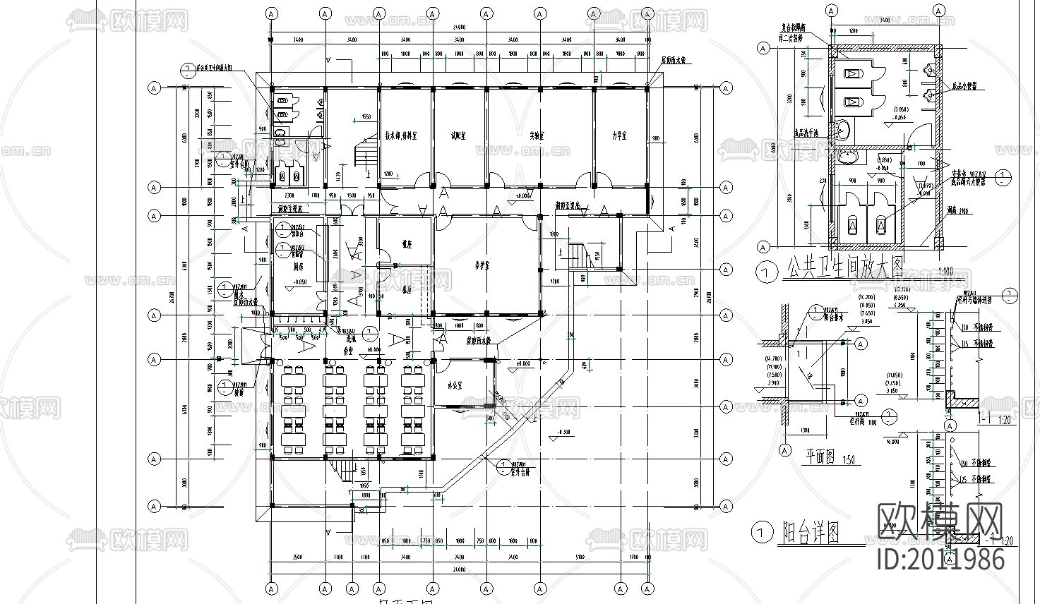 卫院建筑cad施工图下载（渲染图3）