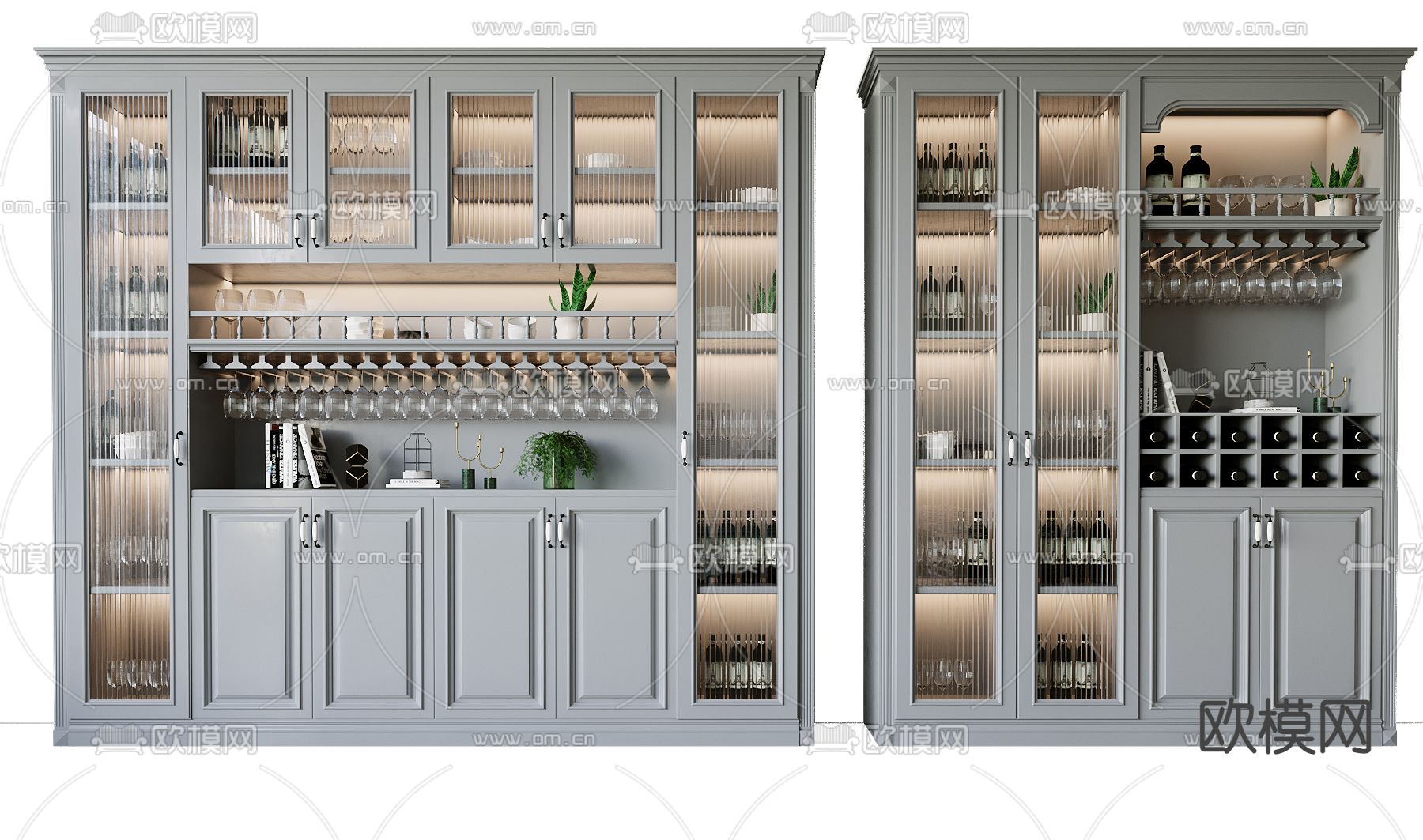 美式酒柜su模型下载（渲染图1）