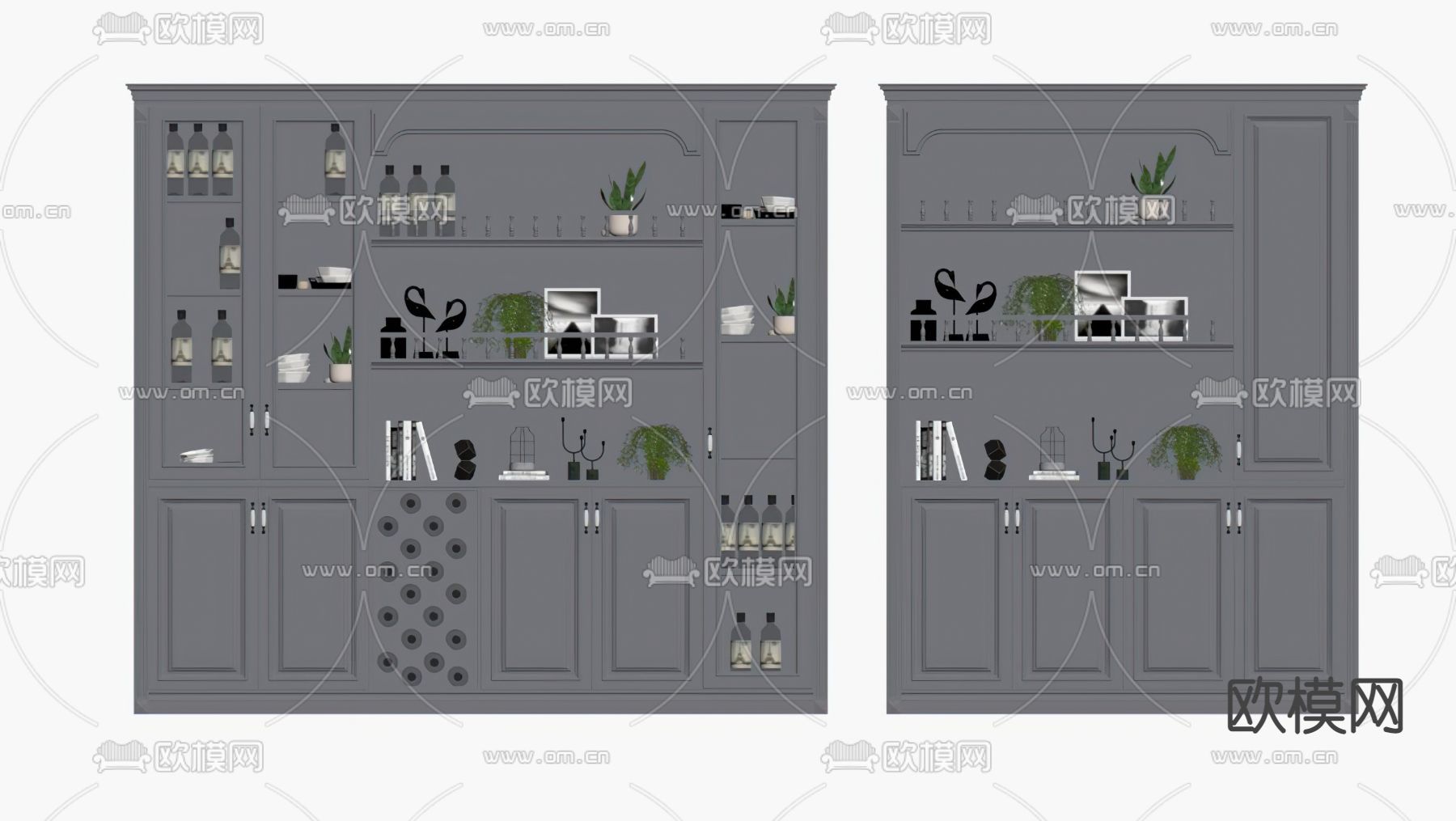 美式酒柜su模型下载（渲染图2）