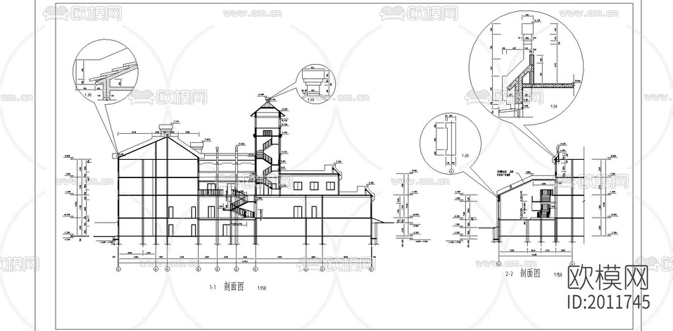 接待中心建筑設(shè)計cad施工圖下載(渲染圖7)