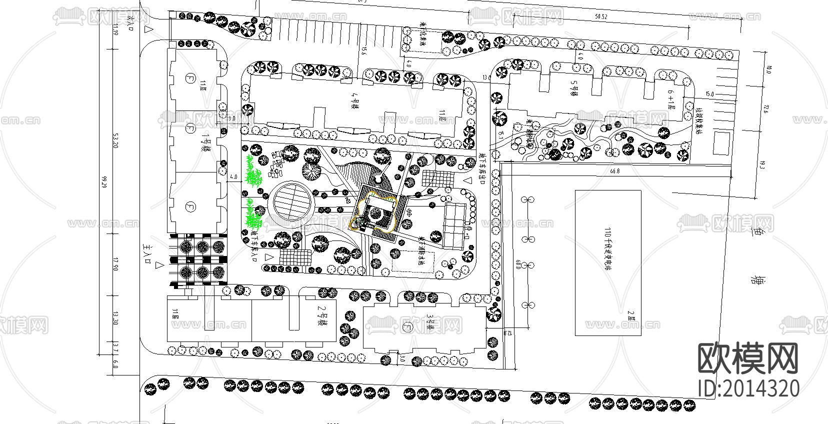 高层小区cad图库下载（渲染图1）