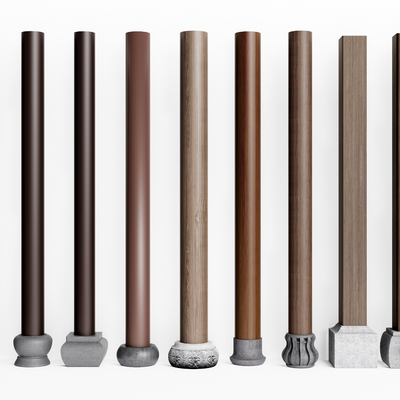  中式柱子盘龙雕花su模型 