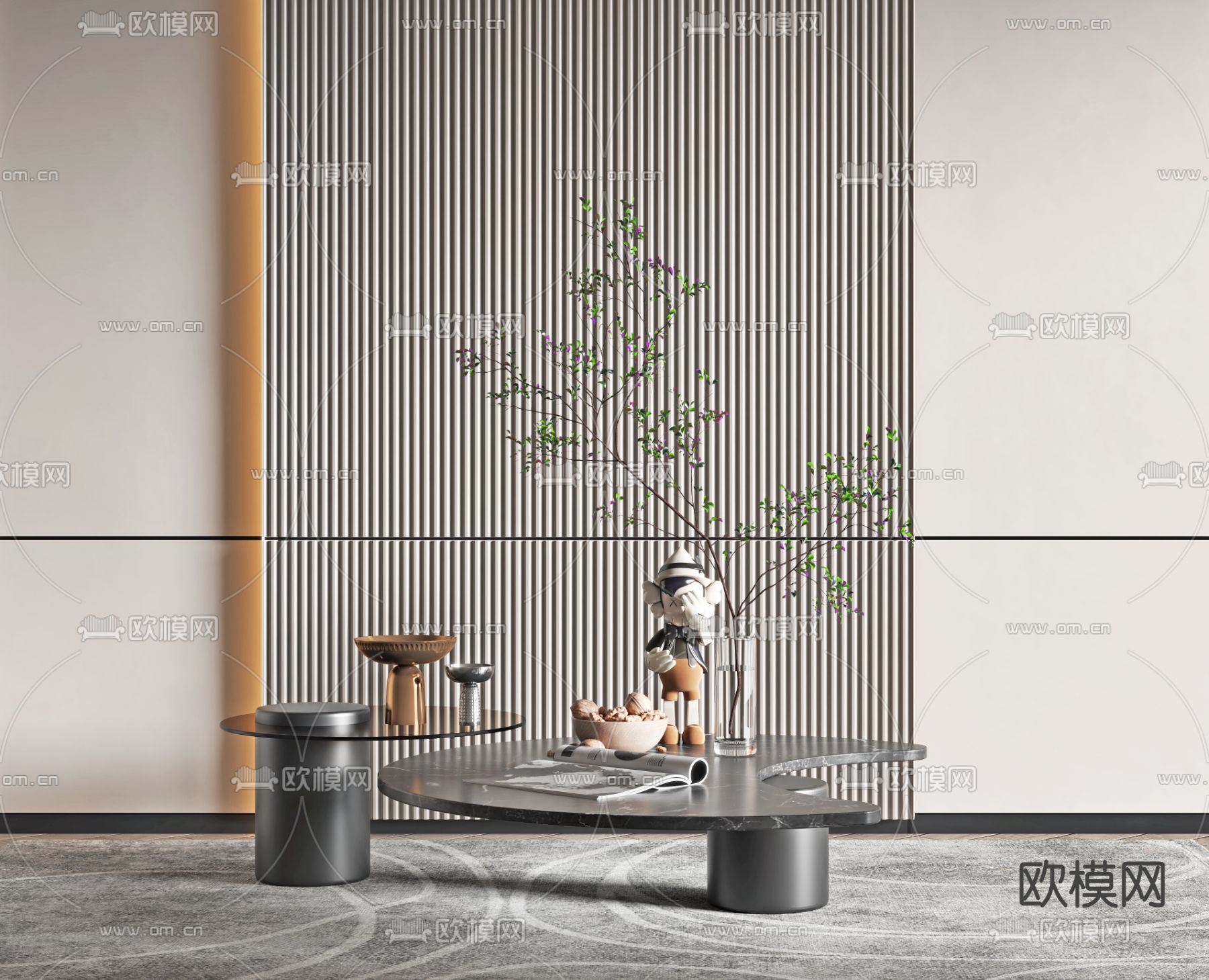 现代大理石茶几3d模型下载