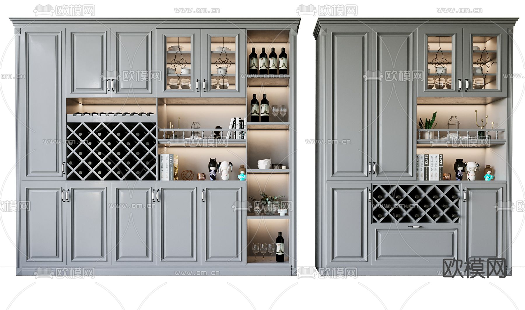 美式酒柜su模型下载（渲染图1）