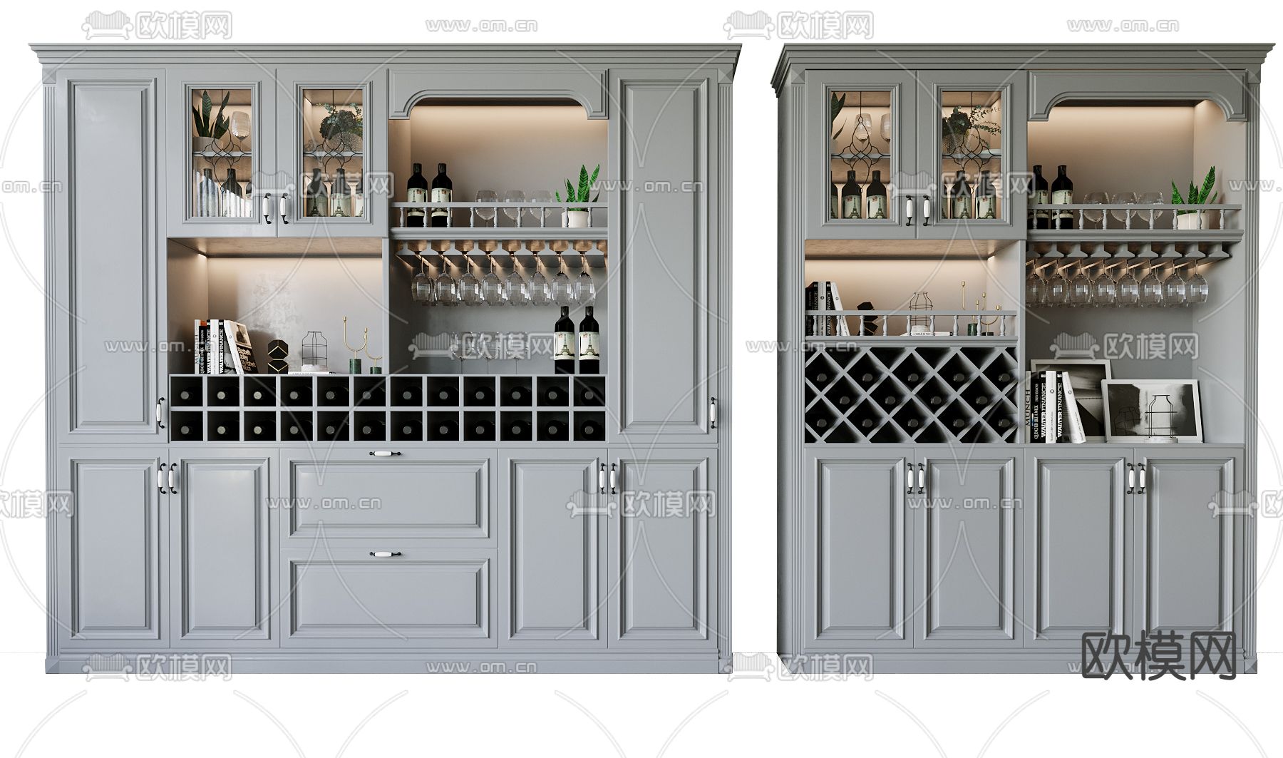 美式酒柜su模型下载（渲染图1）