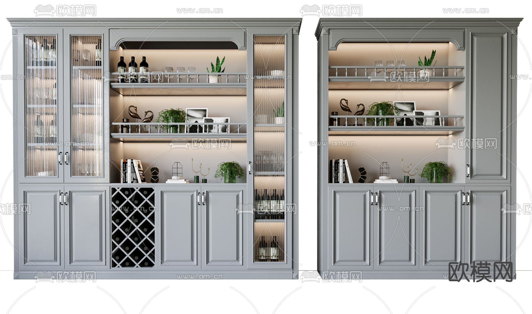 美式酒柜su模型下载（渲染图1）