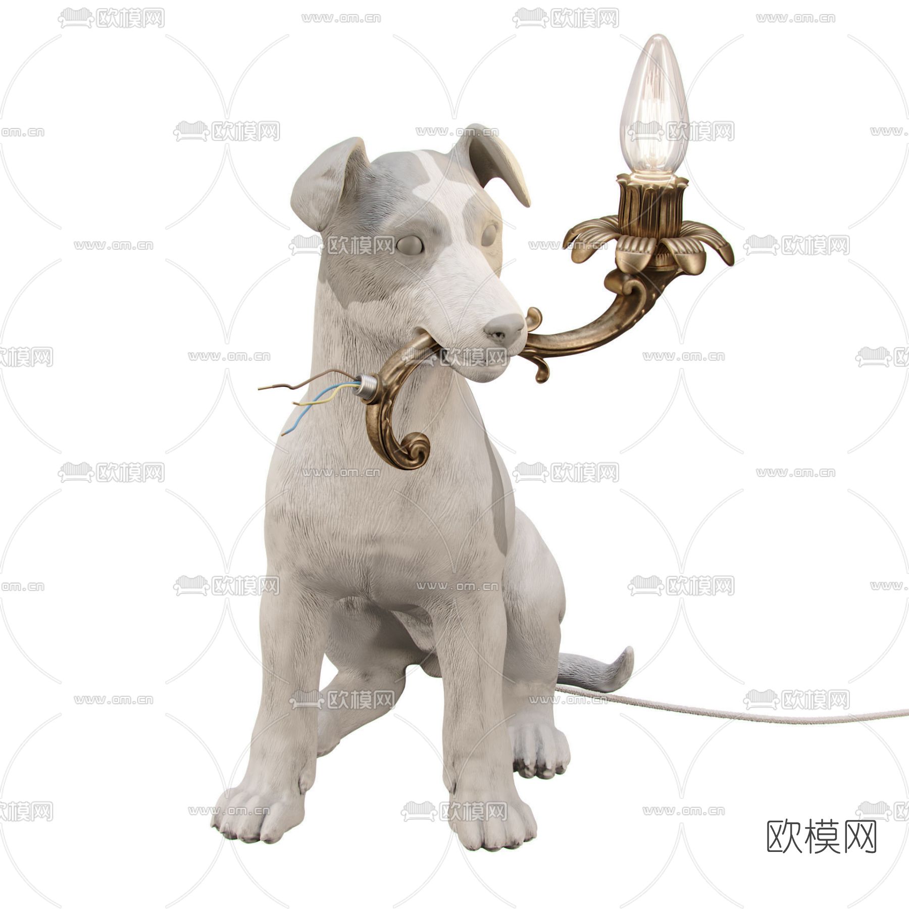 简欧小狗台灯3d模型下载（渲染图2）