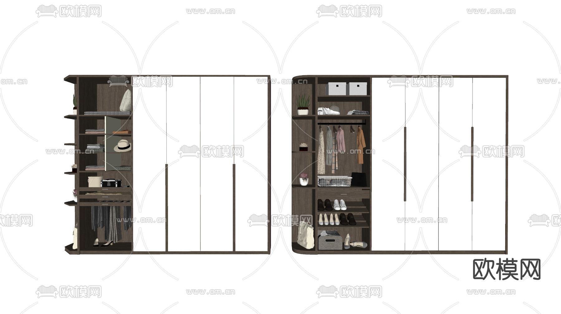 现代衣柜su模型下载
