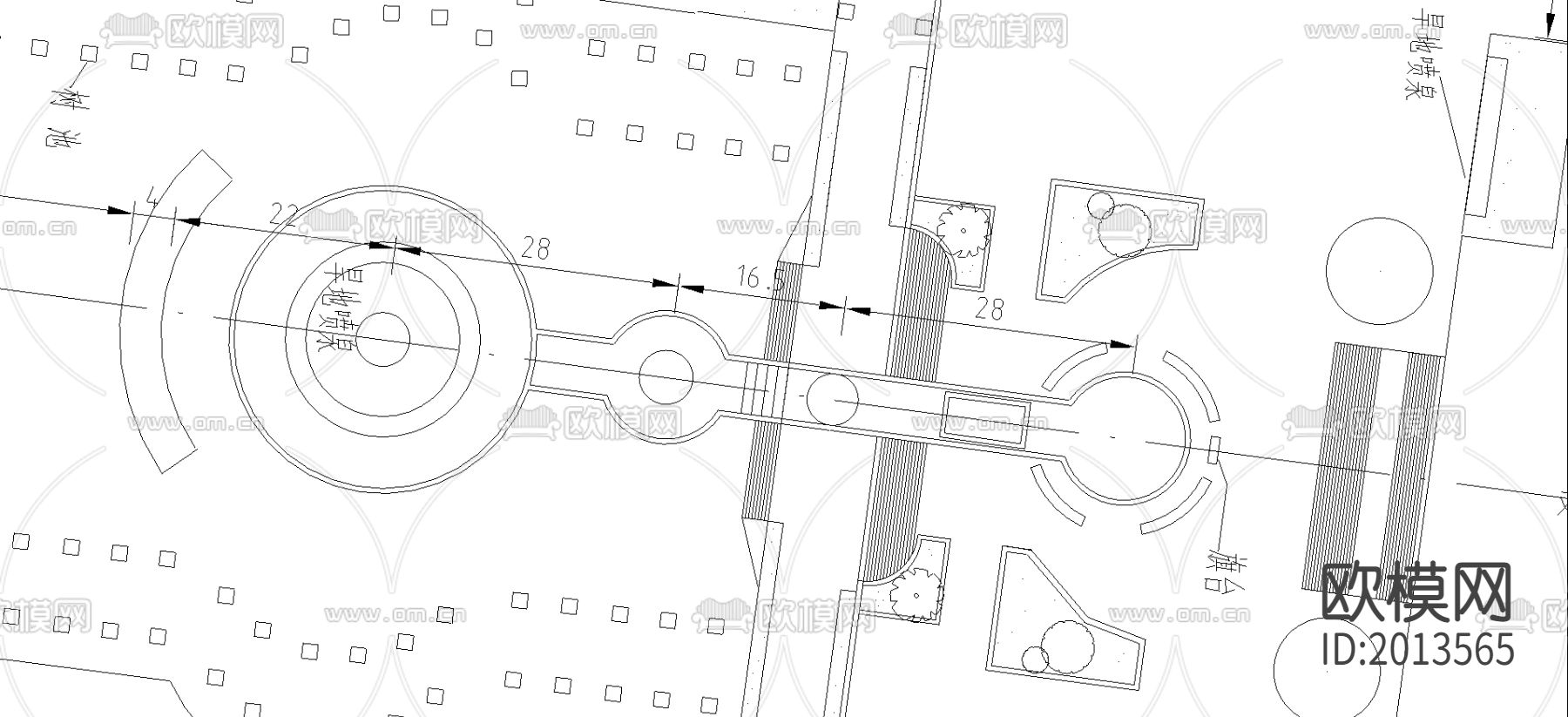 某广场总平面CAD施工图下载（渲染图2）