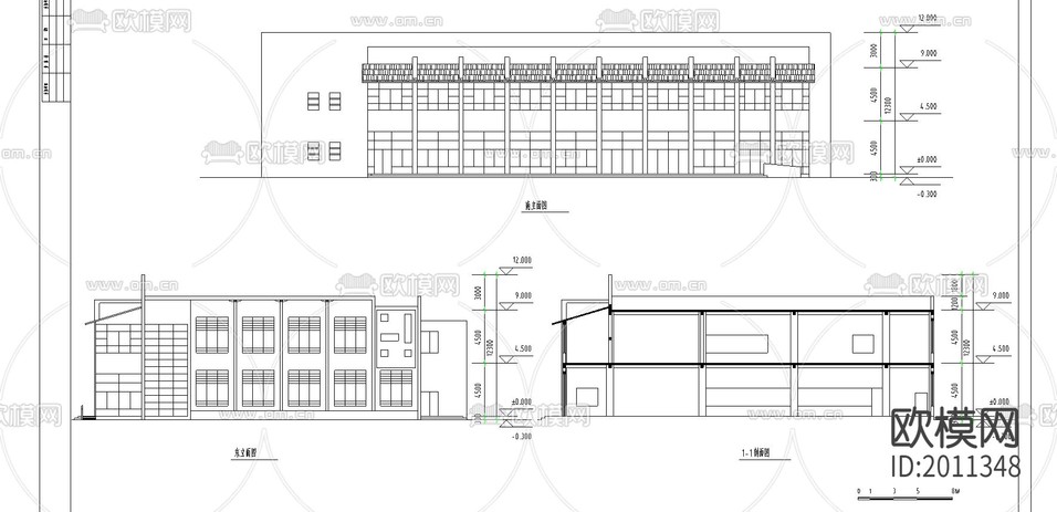 食堂建筑CAD施工圖下載(渲染圖1)