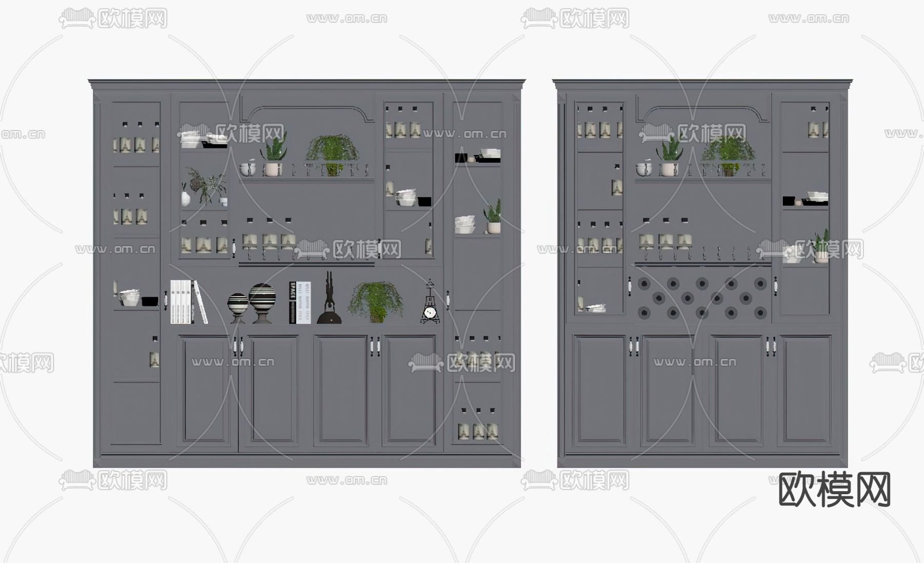 美式酒柜su模型下载（渲染图2）