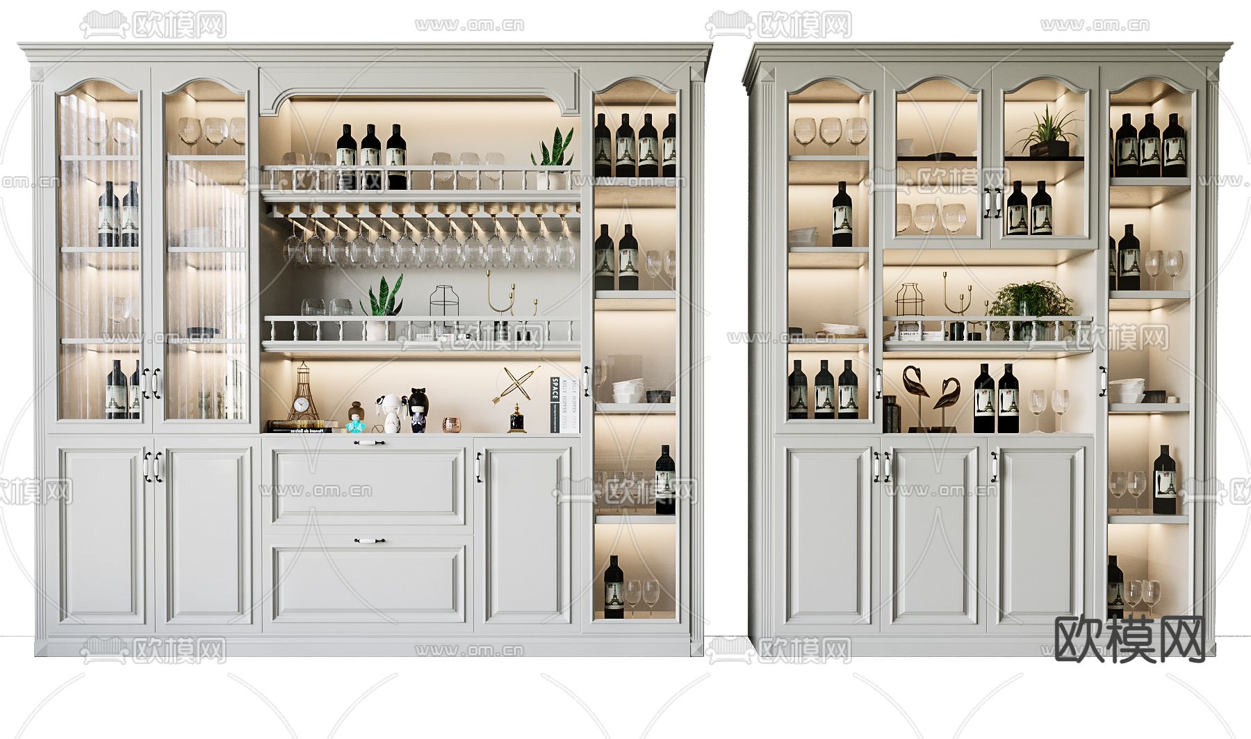 美式酒柜su模型下载（渲染图1）