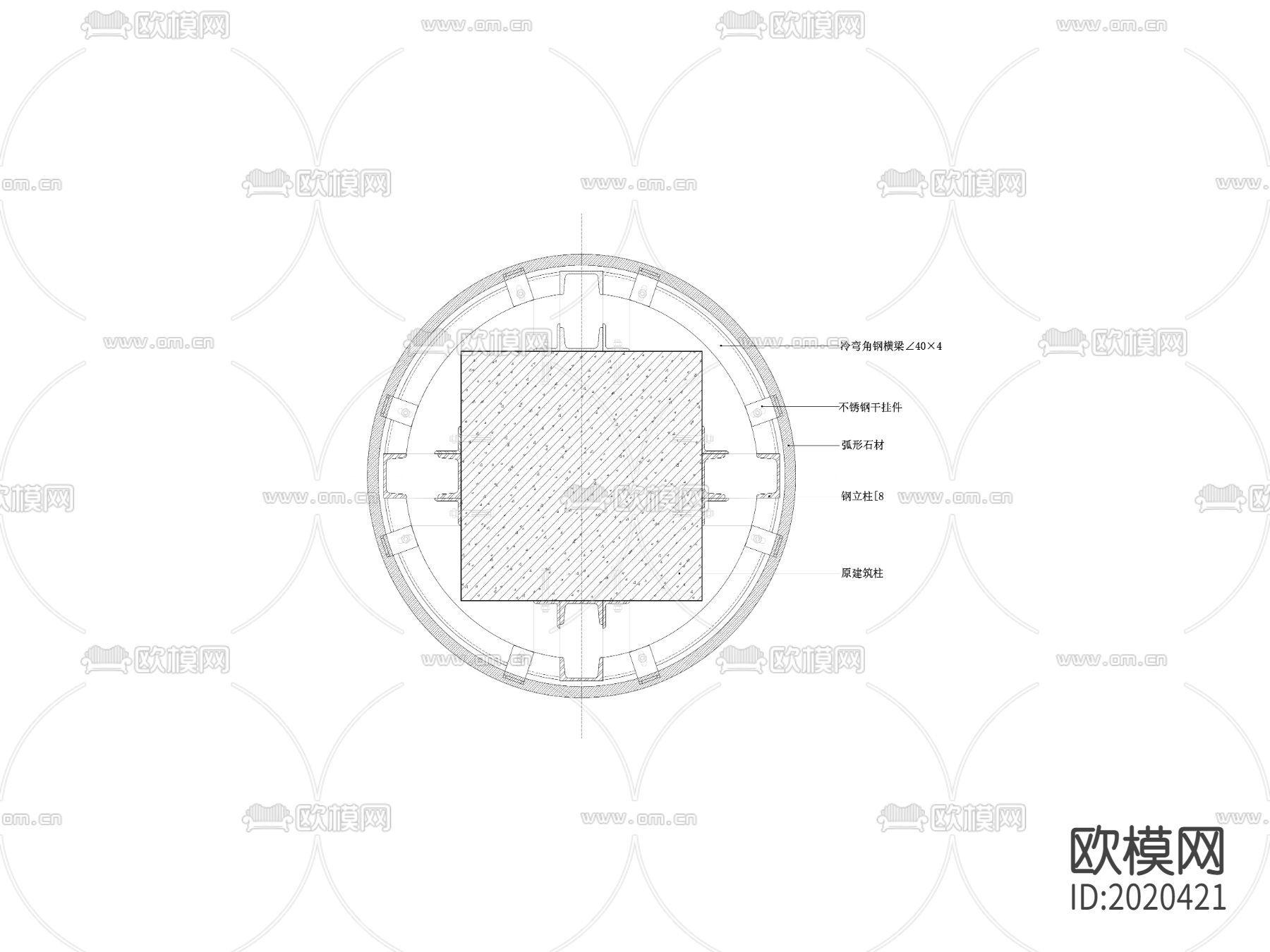 石材包柱节点cad大样图下载