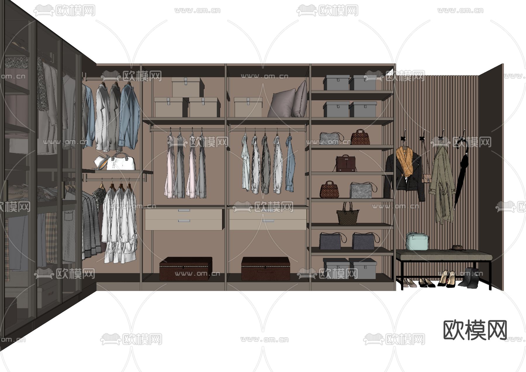 现代衣柜su模型下载（渲染图3）