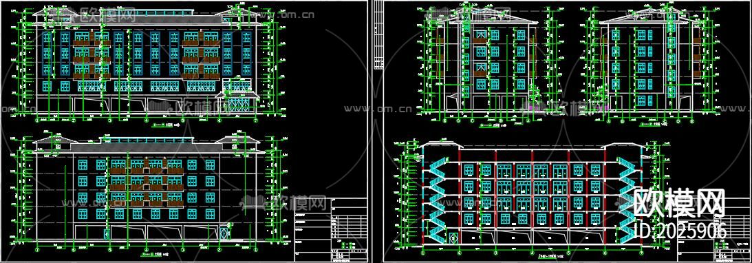 办公楼cad施工图下载（渲染图3）