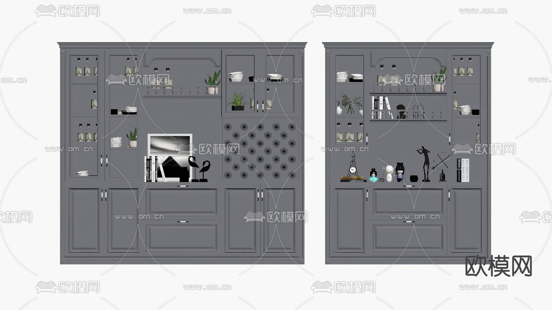 美式酒柜su模型下载（渲染图2）