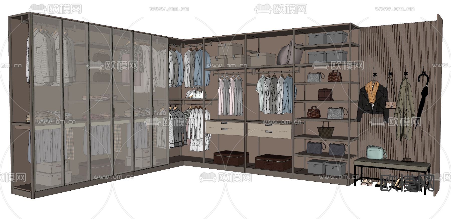 现代衣柜su模型下载（渲染图2）