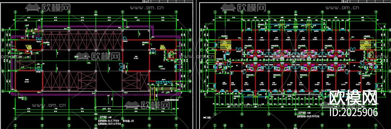 办公楼cad施工图下载（渲染图7）