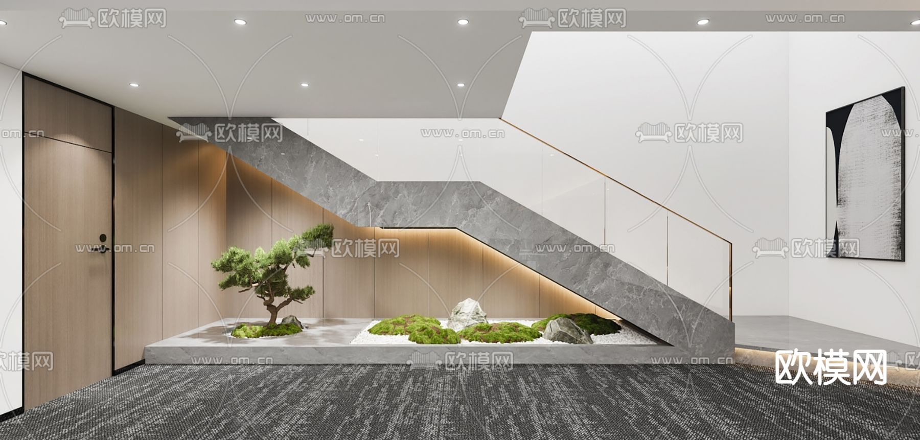 现代扶手楼梯su模型