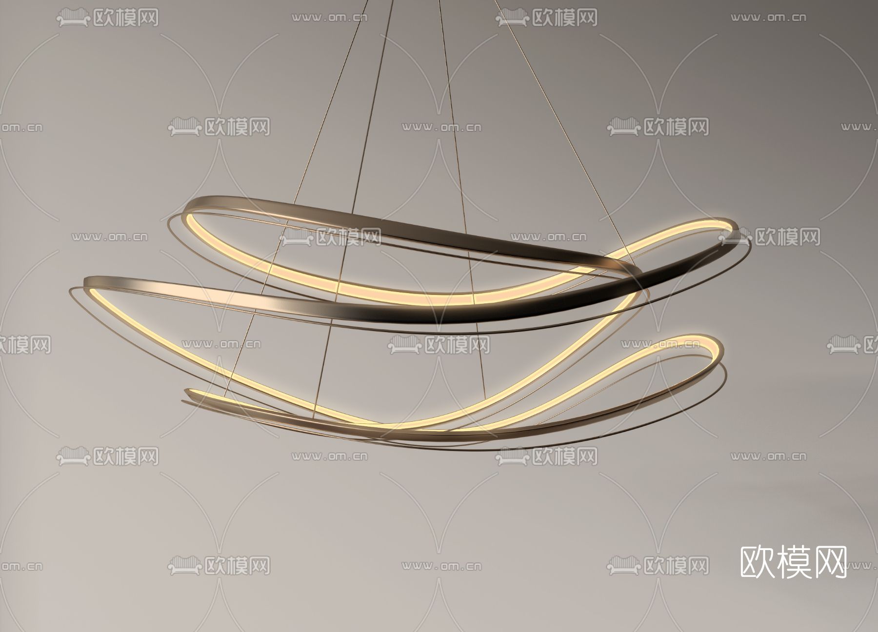 现代弧形吊灯3d模型下载（渲染图4）