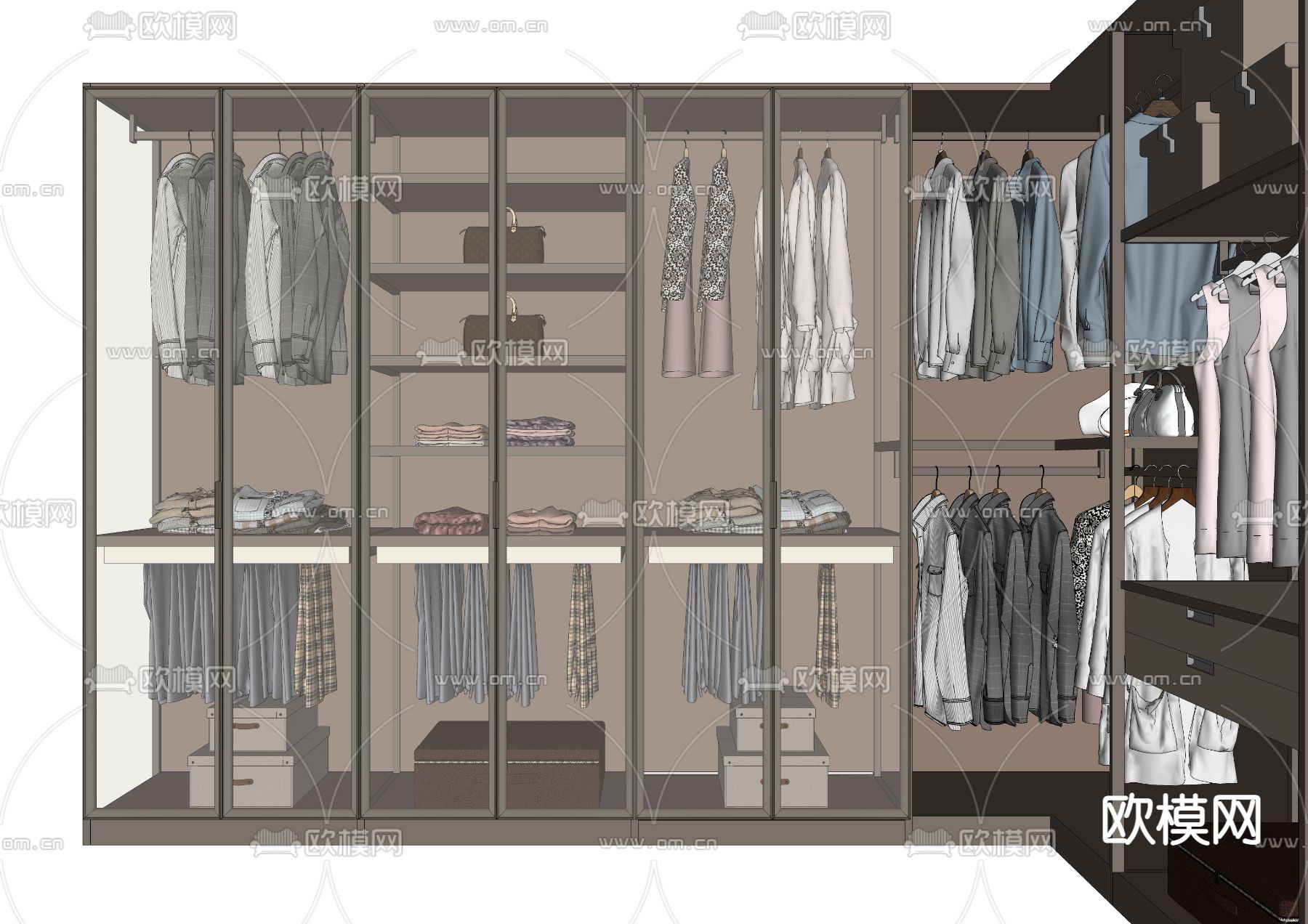 现代衣柜su模型下载（渲染图4）