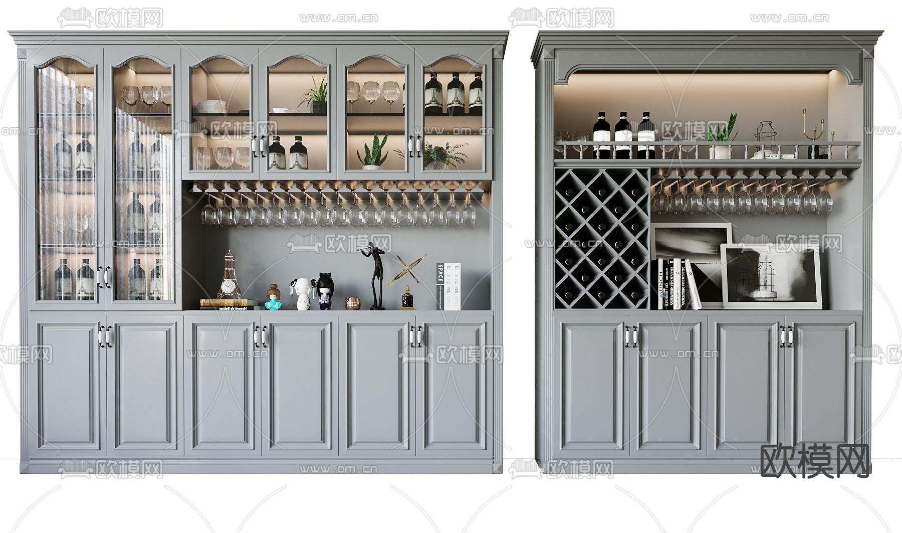 美式酒柜su模型下载（渲染图1）