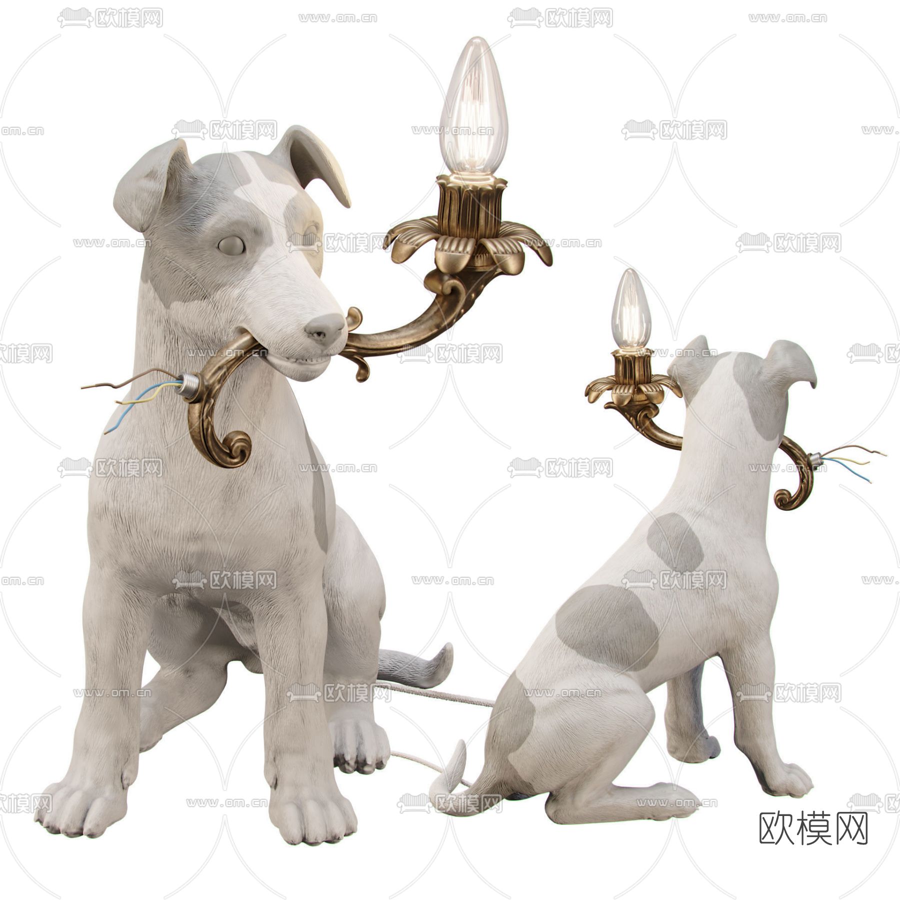 简欧小狗台灯3d模型下载（渲染图1）