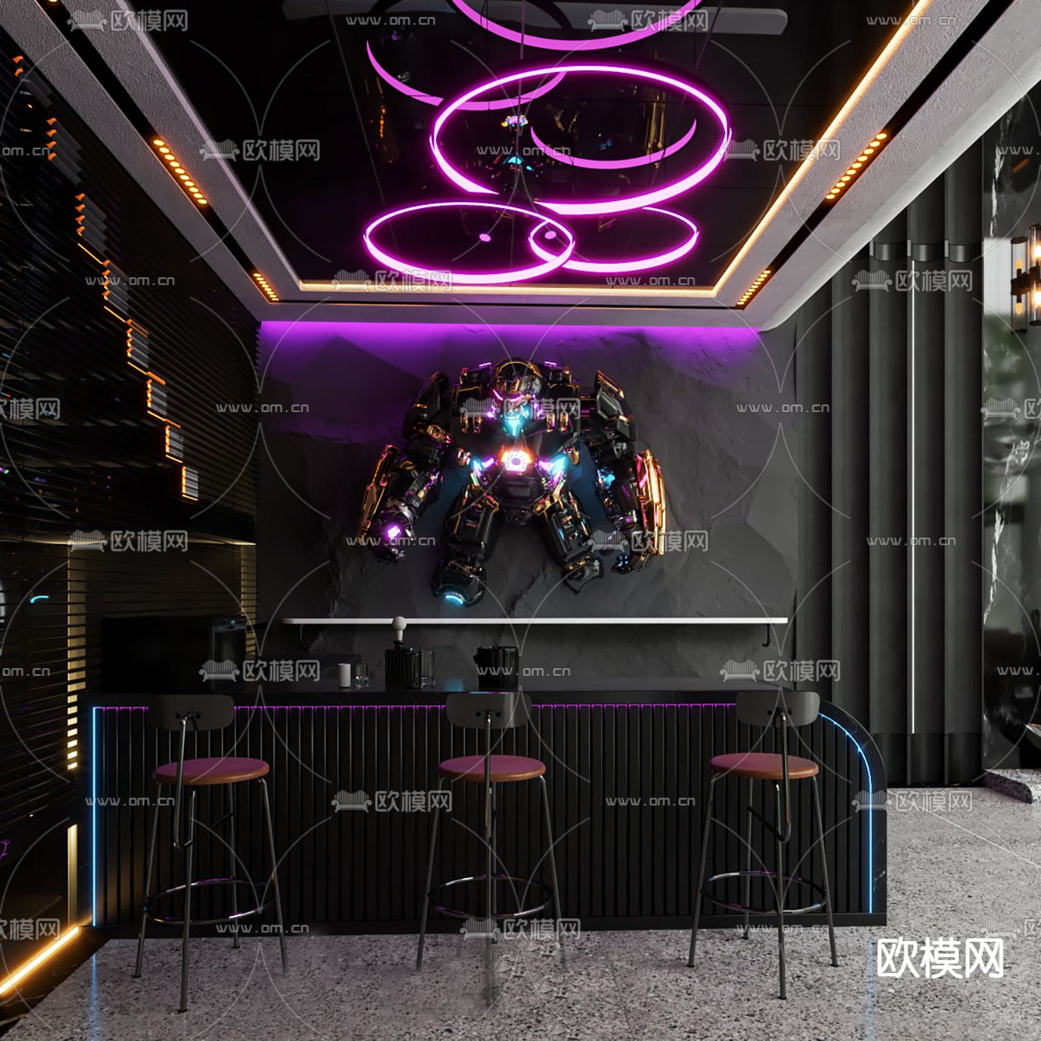 现代酒吧su模型