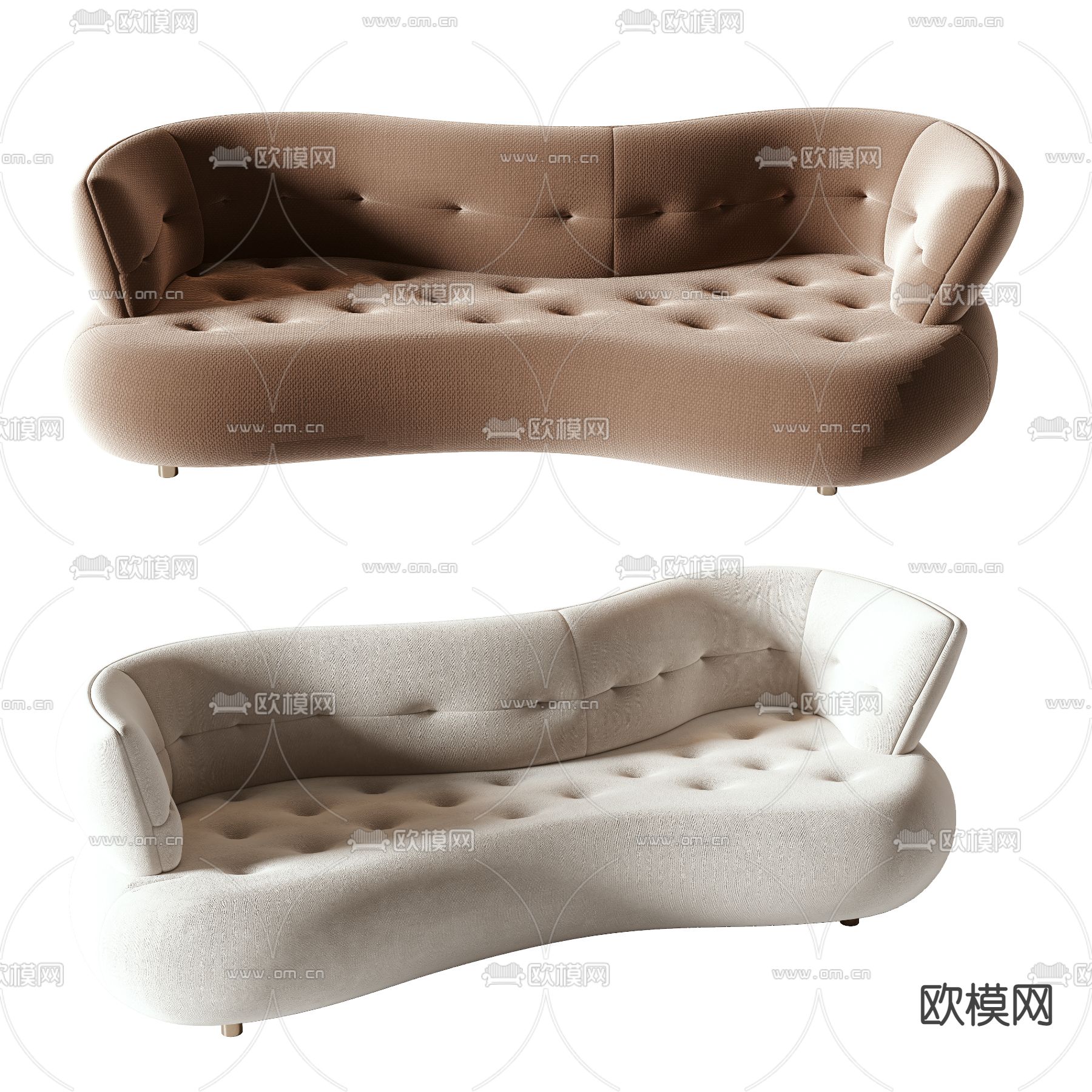 Roche Bobois多人沙发3d模型下载（渲染图1）