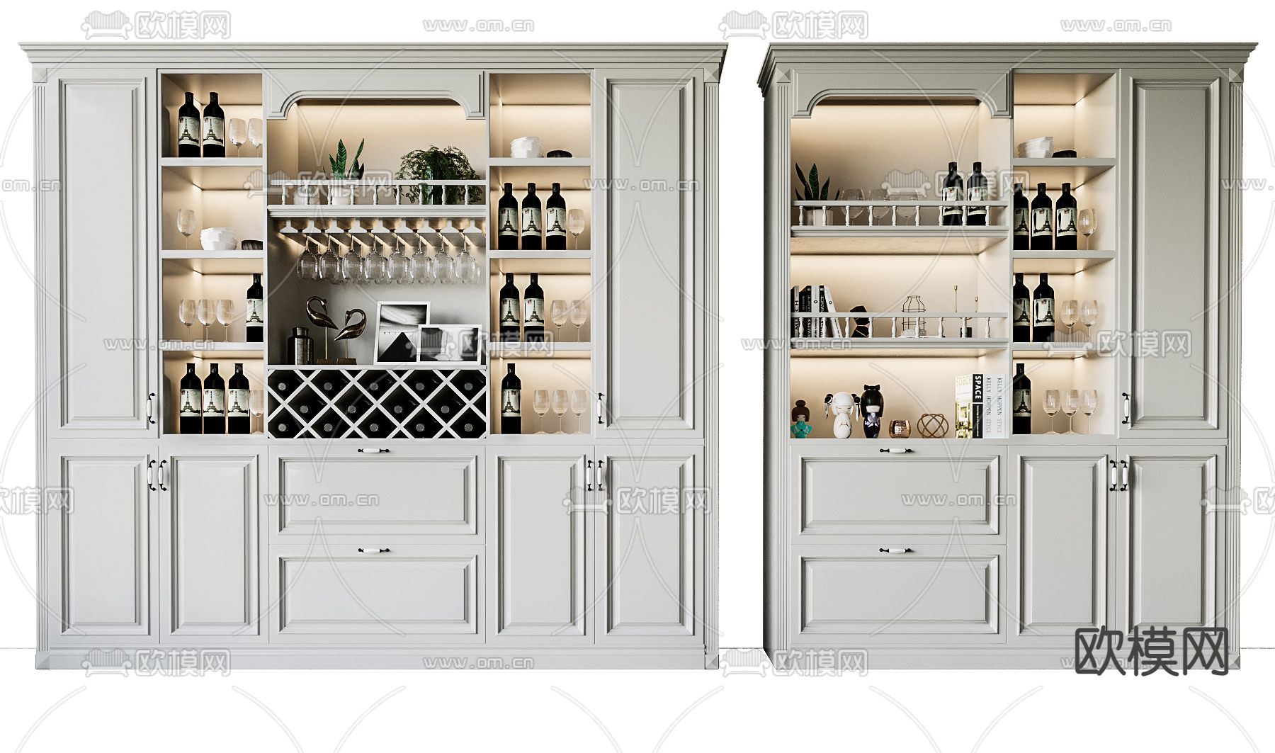 美式酒柜su模型下载（渲染图1）
