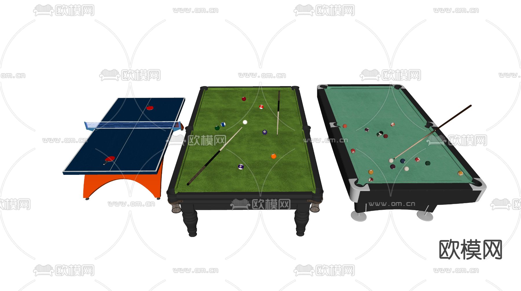 现代台球桌su模型下载