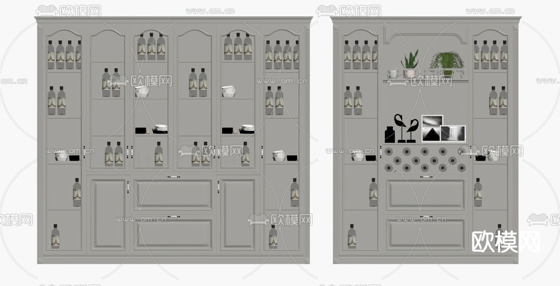 美式酒柜su模型下载（渲染图2）