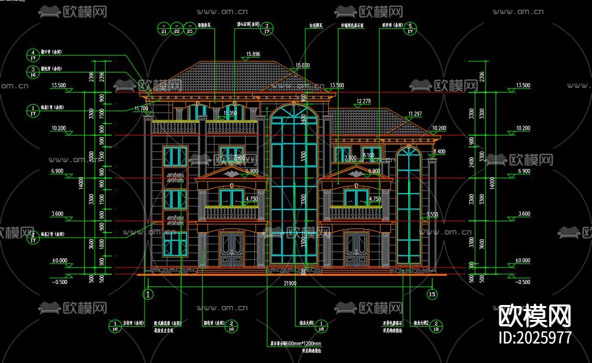 别墅建筑cad施工图下载（渲染图7）