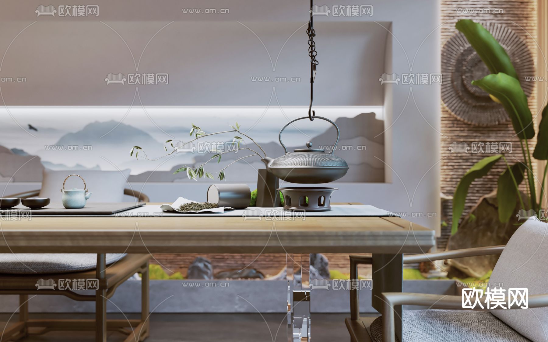 新中式茶馆茶室3d模型