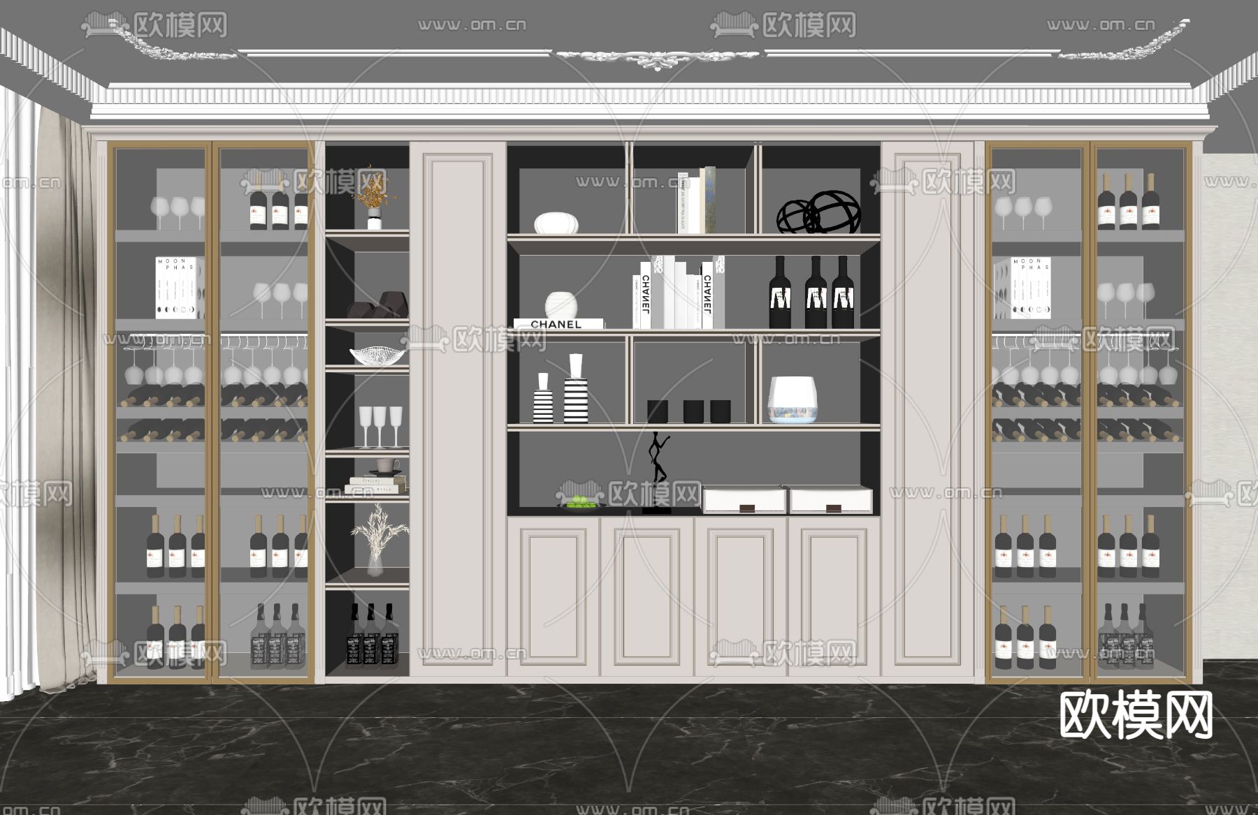 简欧酒柜su模型