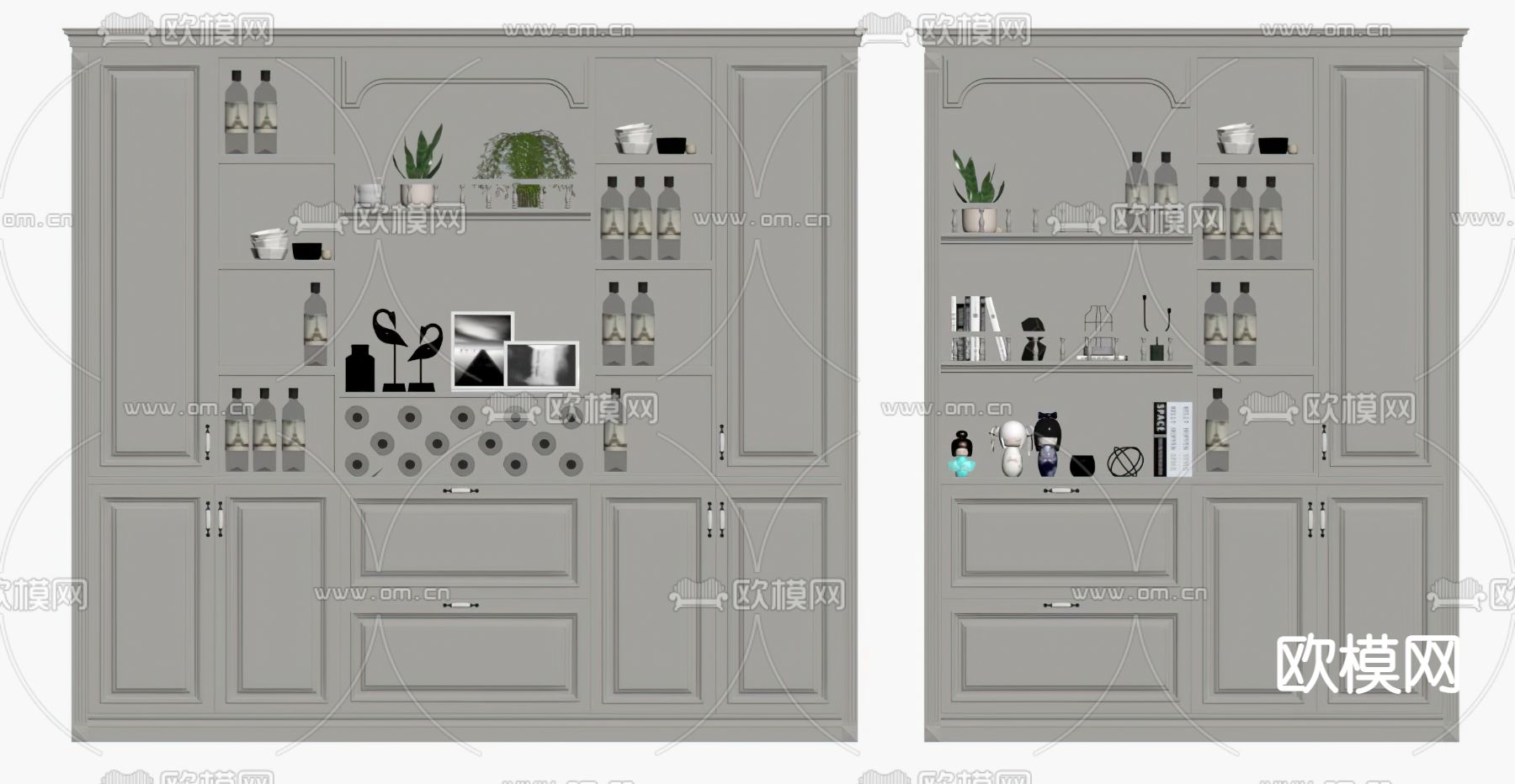 美式酒柜su模型下载（渲染图2）