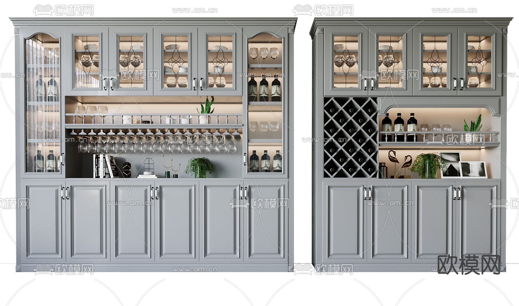 美式酒柜su模型下载（渲染图1）