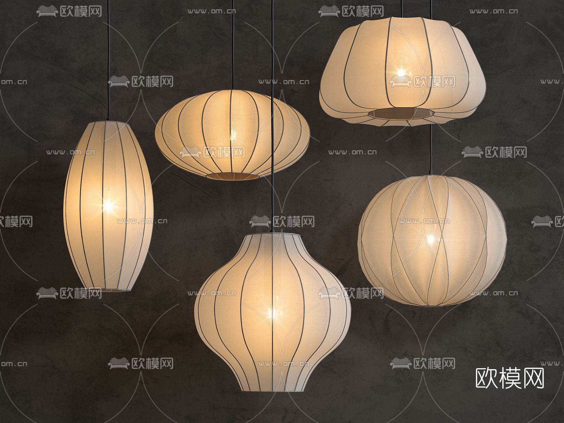 日式吊灯3d模型下载