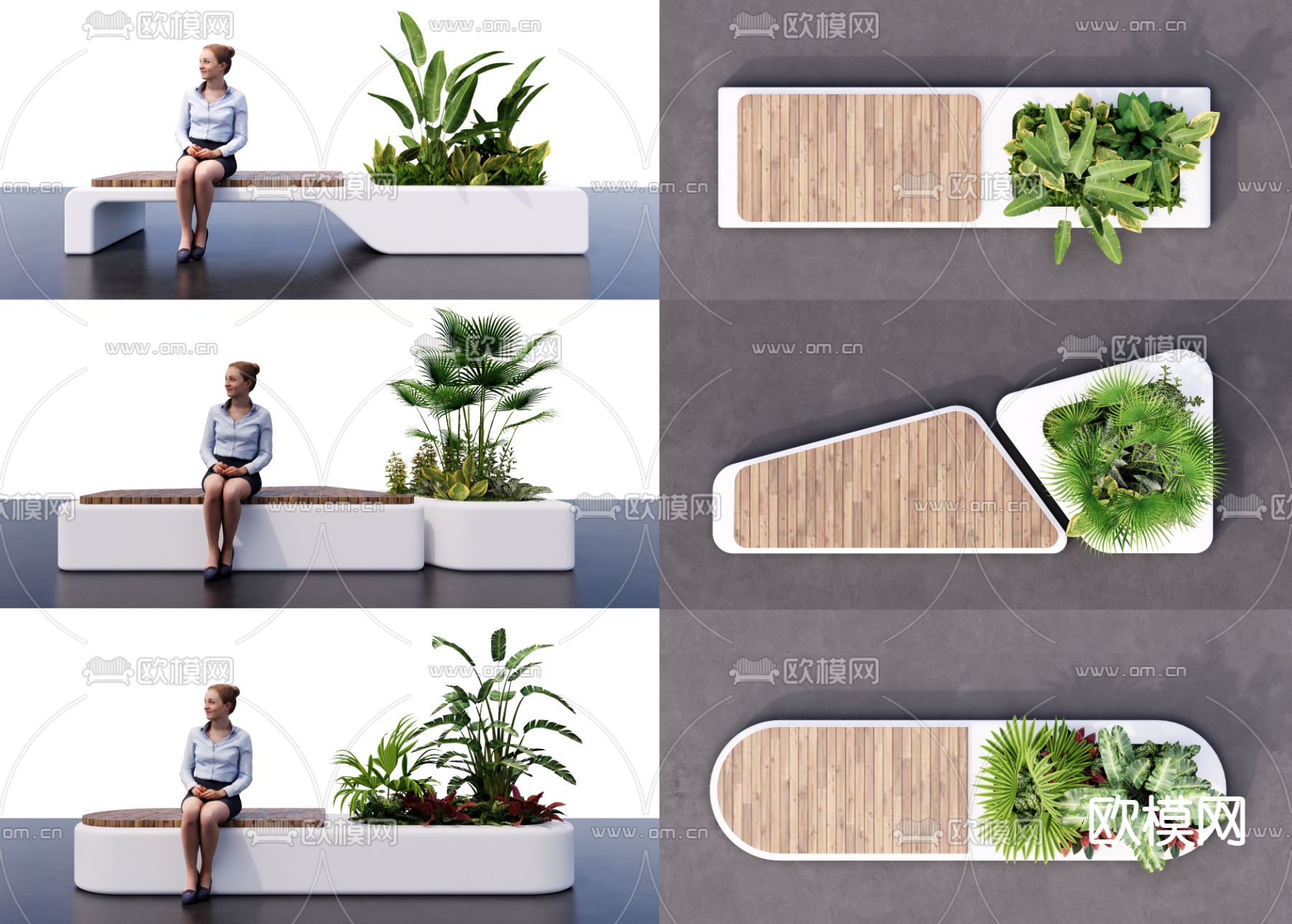 现代景观座椅坐凳su模型下载（渲染图1）